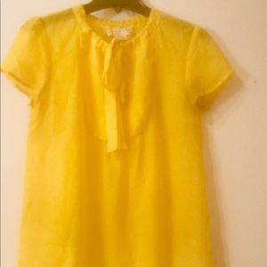 Michael Kors Pussy Bow Yellow Silk Blouse Sz M